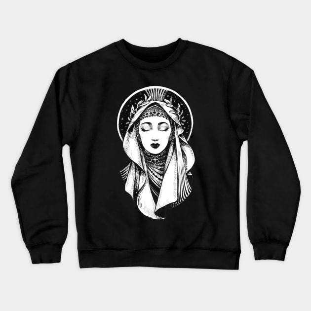 Ink Holy Maiden Crewneck Sweatshirt by Dimary